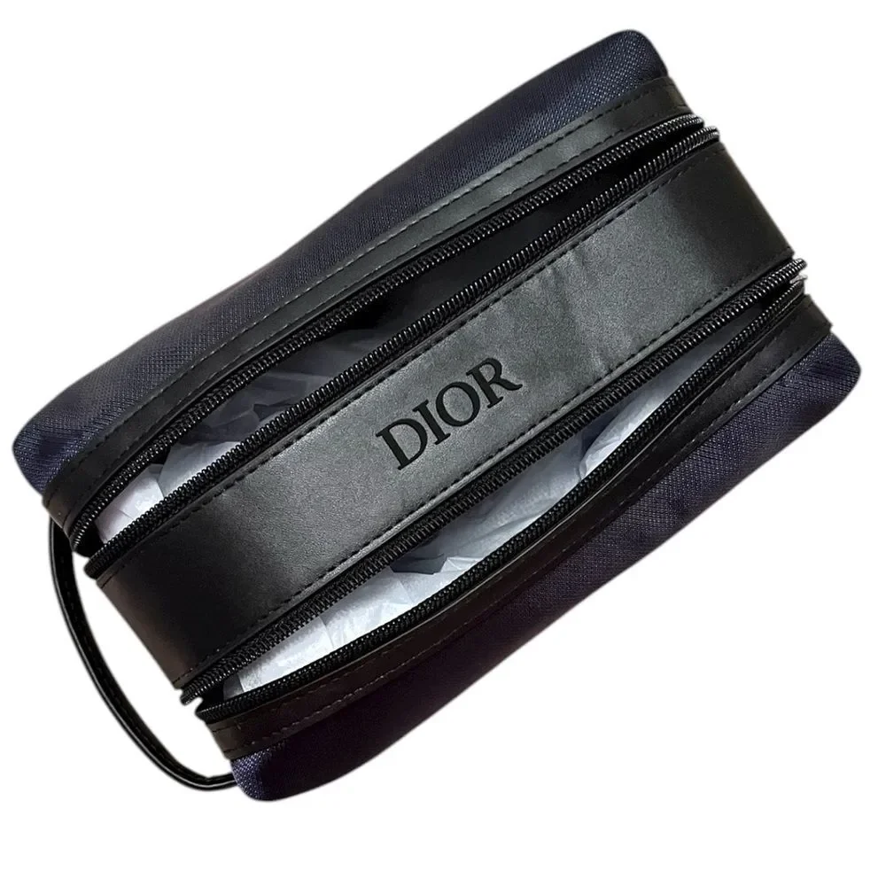 Dior GWP Men Black Blue Double Zipper Travel Pouch - Picture 7 of 8